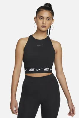 Купить Топ Nike Logo Tape Crop Top (DQ9315-010) - Атлетика Спорт