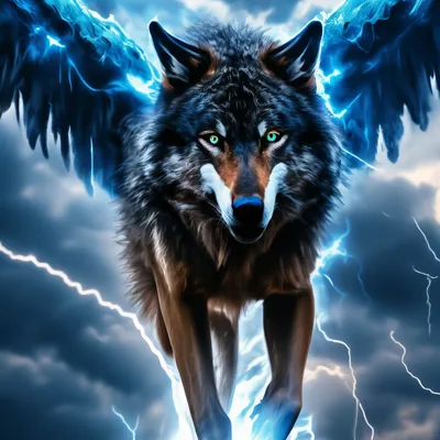 Грозовой волк волк грозы и молний …» — создано в Шедевруме