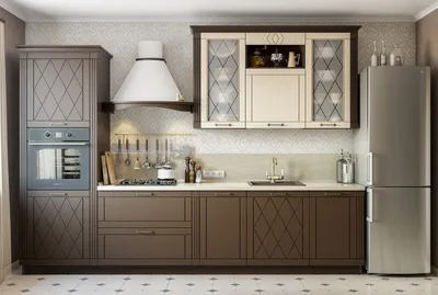 Кухонный гарнитур с витриной Бостон 33 (ширина 242 см) от производителя —  DaVita-мебель