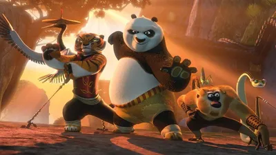 Обои на рабочий стол Персонажи мультфильма «Кунг-фу панда 2» / «Kung fu  panda 2»: неистовая пятёрка, журавль, тигрица, обезьяна, богомол, змея на  закате, обои для рабочего стола, скачать обои, обои бесплатно
