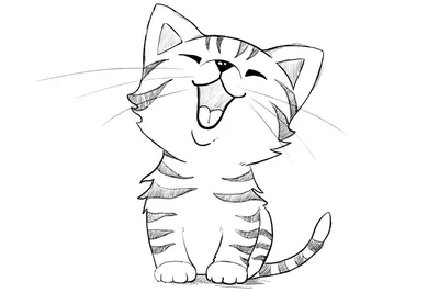 Милые животные котики рисунок карандашом (48 фото) » рисунки для срисовки  на Газ-квас.ком