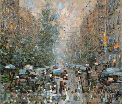 Летний дождь в городе» — создано в Шедевруме