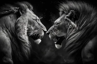 Фотообои Лев и львица на заказ любой размер, код:2420 | ЭкоПринт