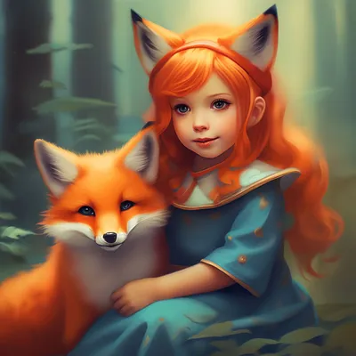 Иллюстрация лисичка-сестричка в стиле графика | Illustrators.ru