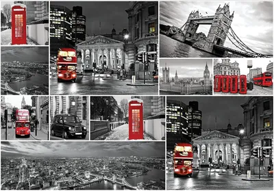 Флизелиновые фотообои город черно-белые 416x290 см Красно-черный Лондон  (11471VEXXXXL)+клей (ID#1346591017), цена: 2400 ₴, купить на Prom.ua