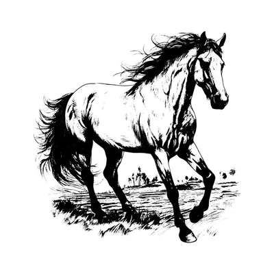 Бесплатное изображение: величавый, иллюстрация, монохромный, черный,  Жеребец, белый, туман, лошадь