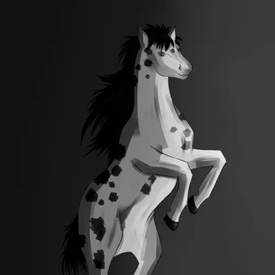 Лошадь черно белая нарисованная - 43 фото
