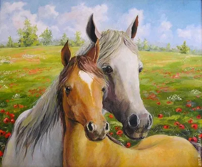 авторская картина \"Лошадь и жеребенок\"