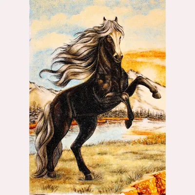 Картина на сусальном золоте Малая лошадь на дыбах в Москве купить в  Мастерской Золотых Подарков