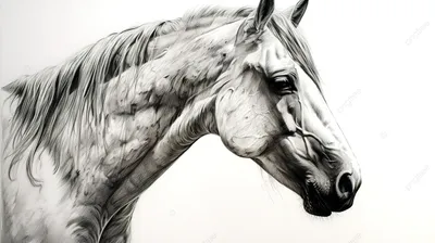 Морда лошади простым карандашом - 47 фото
