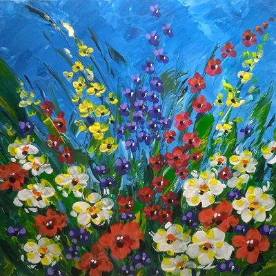 Картина на ОСП \"Цветочный луг, полевые цветы, луговые цветы\", 125 x 62 см -  купить по низкой цене в интернет-магазине OZON (855138196)