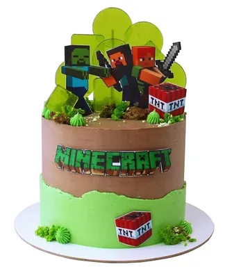 Торты и капкейки 📍 Алматы! on Instagram: “Еще один торт в стиле 'Майнкрафт'  в моей копилке 👦🏻 💚 ⠀ Внутри торт 'Сник… | Торт minecraft, Торт,  Тематические торты