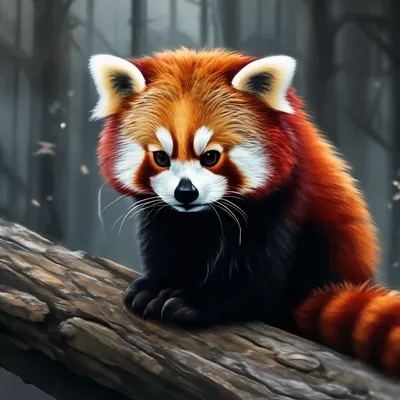 Малая Красная панда рядом с большой…» — создано в Шедевруме