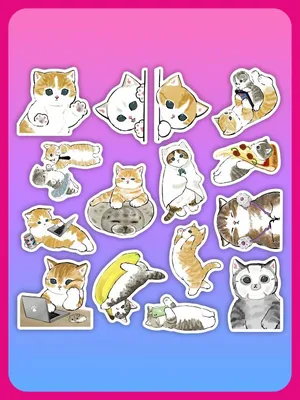 Стикеры наклейки на телефон / Милые маленькие котики / 15 шт. купить по  выгодной цене в интернет-магазине OZON (684923975)