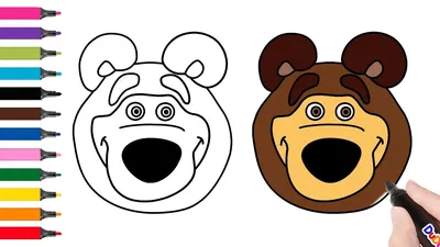 How to draw bear from Masha and the bear. Step by step bear drawing for  kids. - YouTube