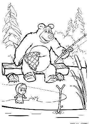 Раскраска Маша и медведь в доме распечатать или скачать