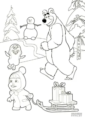 Маша и медведь рисунок карандашом. Скачать и распечатать