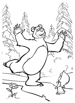Раскраска Маша и Медведь » Как нарисовать поэтапно. Уроки рисования онлайн  бесплатно