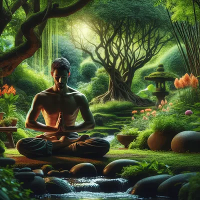 Медитация, красиво, четко, реализм, …» — создано в Шедевруме