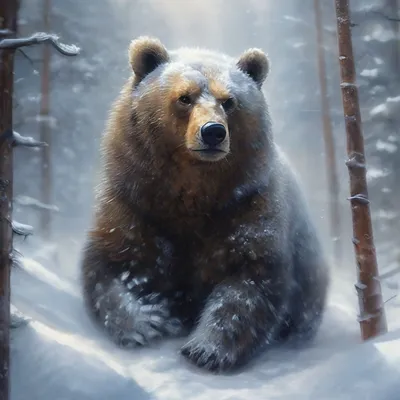 Медведь зимой в снегу» — создано в Шедевруме