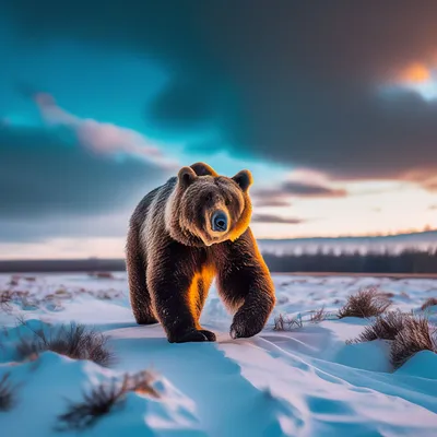 Бурый медведь зимой в тайге, вид …» — создано в Шедевруме
