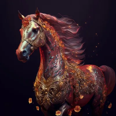 Иллюстрация Мифическая лошадь в стиле 2d, графика, декоративный |