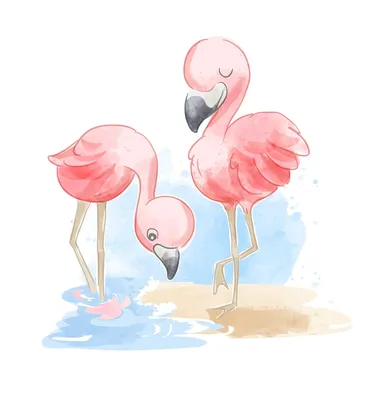 Милый Фламинго Ищет Рыбу Воде Иллюстрация Природы Животных Плоский Стиль  Векторное изображение ©nawazwazwaz 599775362
