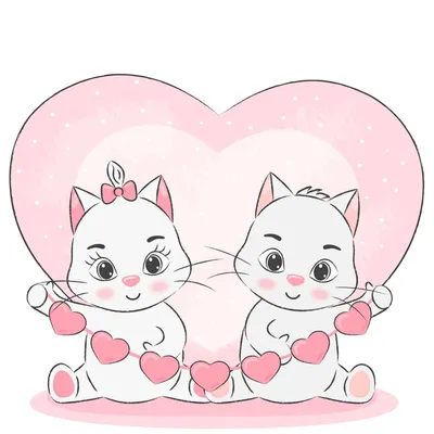 Открытка милые кошки с сердечками день святого валентина | Премиум векторы