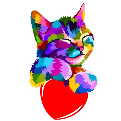 Котик с сердечком рисунок - 71 фото