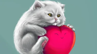 Милые Картинки С Котиками И Сердечками - 57 фото