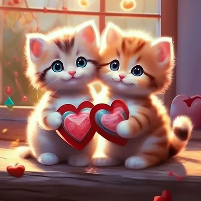 Картинки с котиками с сердечками спокойной ночи (49 фото) » Юмор, позитив и  много смешных картинок