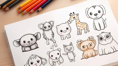 Милые рисунки животных для срисовки - 140 фото