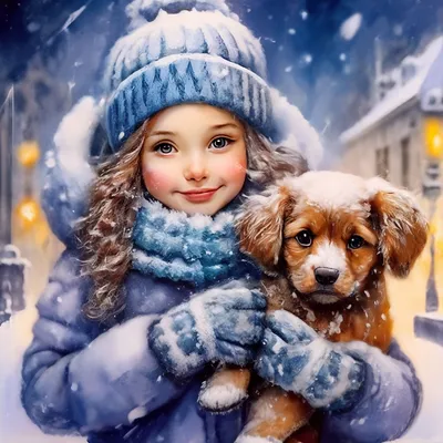 Милые дети зима новогоднее настроение» — создано в Шедевруме
