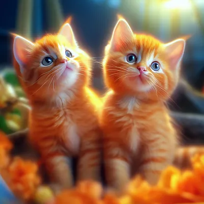 Милые весёлые оранжевые коты ,…» — создано в Шедевруме