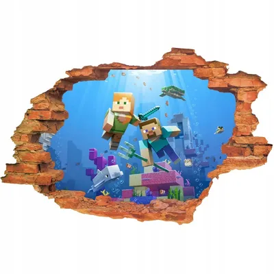 3D интерьерные виниловые наклейки на стены Майнкрафт - Minecraft 70-50 см в  детскую N2. Декор, Обои (ID#2020390423), цена: 195 ₴, купить на Prom.ua