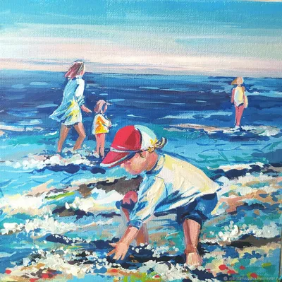 Картина маслом \"Дети у моря\" — В интерьер