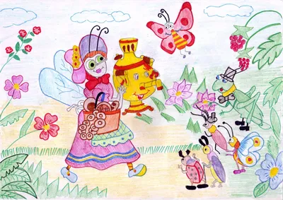 Муха-Цокотуха — раскраска для детей. Распечатать бесплатно.