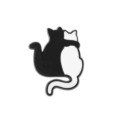 Черно-белые эмалированные булавки с котами, обнимающие милые мультяшные  кошки, броши с изображением животных, ювелирные изделия с лацканами,  подарки для друзей – лучшие товары в онлайн-магазине Джум Гик