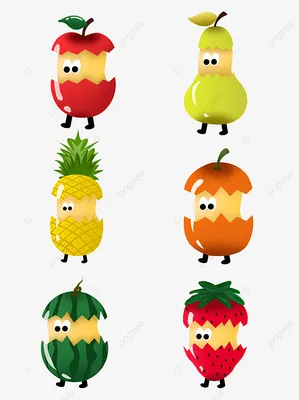 персонажи мультфильма из фруктов и овощей. фруктовые и овощные смайлики.  веганская еда Иллюстрация вектора - иллюстрации насчитывающей цитрус,  изолировано: 223645763
