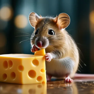 Мышь ест сыр , профессиональное фото…» — создано в Шедевруме