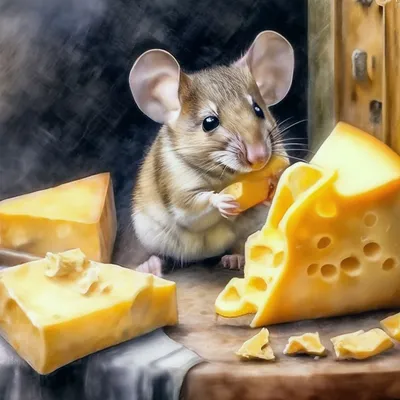 ArtStation - Mouse with cheese / Мышка и сыр