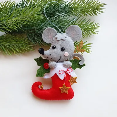 Новогодняя мышка из фетра №563601 - купить в Украине на Crafta.ua