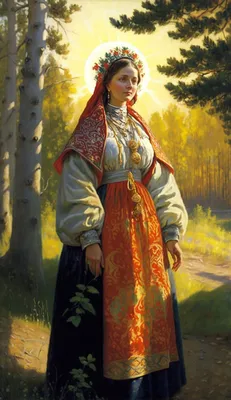 Русский народный костюм, нарисованный нейросетью » Перуница