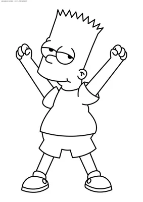 Раскраска Барт Симпсон | Раскраски из мультсериала Симпсоны. Раскраски  Сипсоны мультфильм