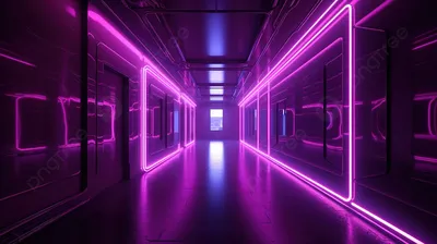 фиолетовый неон в коридоре, 3d иллюстрация фиолетового неонового коридора  4k Uhd, Hd фотография фото, искусство фон картинки и Фото для бесплатной  загрузки