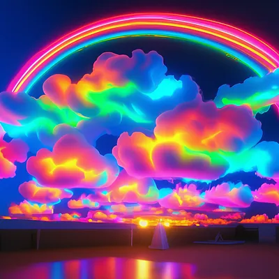 Неон картина пушистый неоновые облака…» — создано в Шедевруме