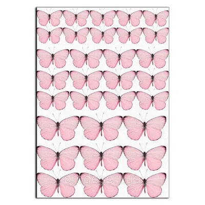 Бабочки нежно-розовые вафельная картинка купить недорого в кондитерском  магазине Pro Десерт