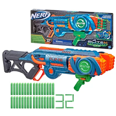 Nerf Elite 2.0 Flipshots Flip-32 Blaster, 32 Dart Barrels Flip to Double  Your Firepower, 32-Dart Capacity, 32 Nerf Darts - Nerf