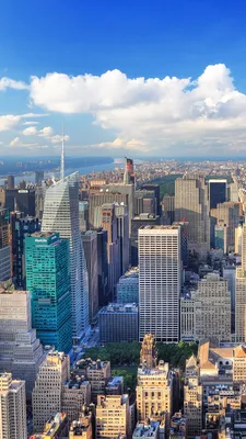 Фотография Нью-Йорк Манхэттен США мегаполиса Сверху Дома 1080x1920
