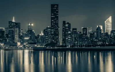 Картинка Нью-Йорк америка Вечер Небоскребы Уличные фонари 1080x1920